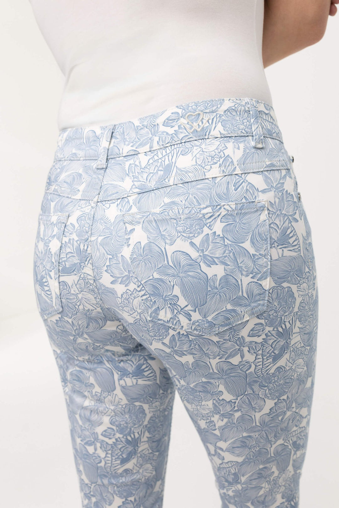 wonderjeans Ankle Dusty Blue White Flower Print